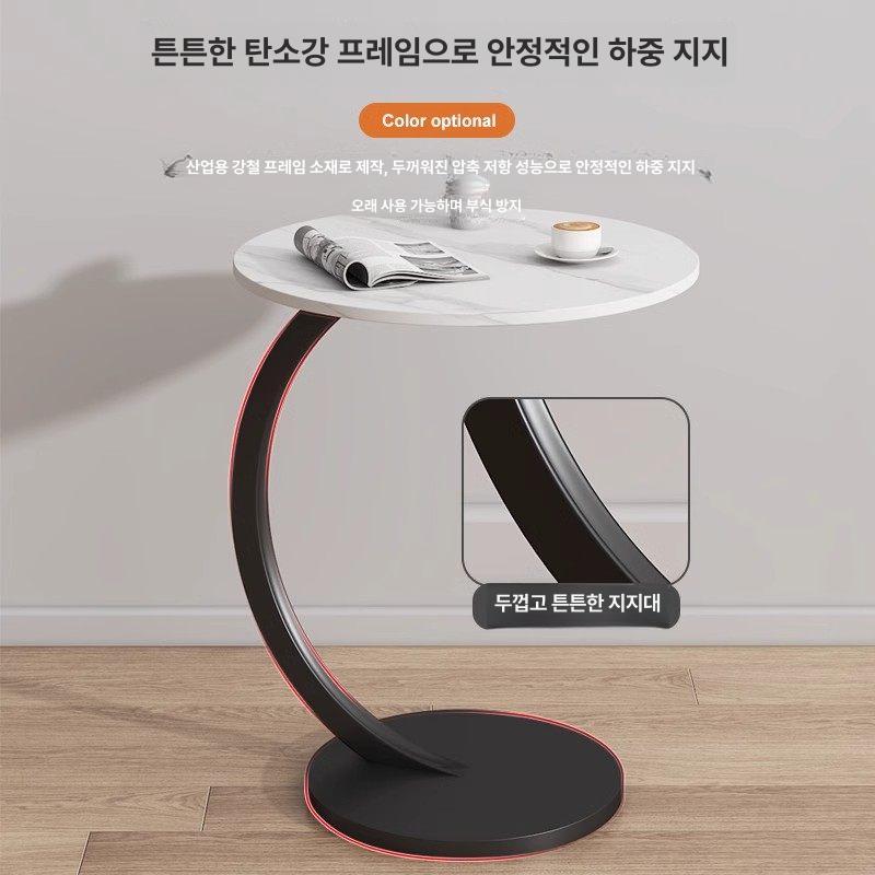 소형탁자 탁상 테이블 원목 삼각 활용 메인 이미지 스노우 화이트 블랙 - 상세 이미지 3