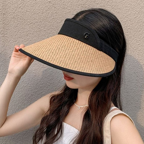 가벼운 썬 캡 모자 휴대용 밀짚 썬 캡 여름 자외선 - 상품 이미지