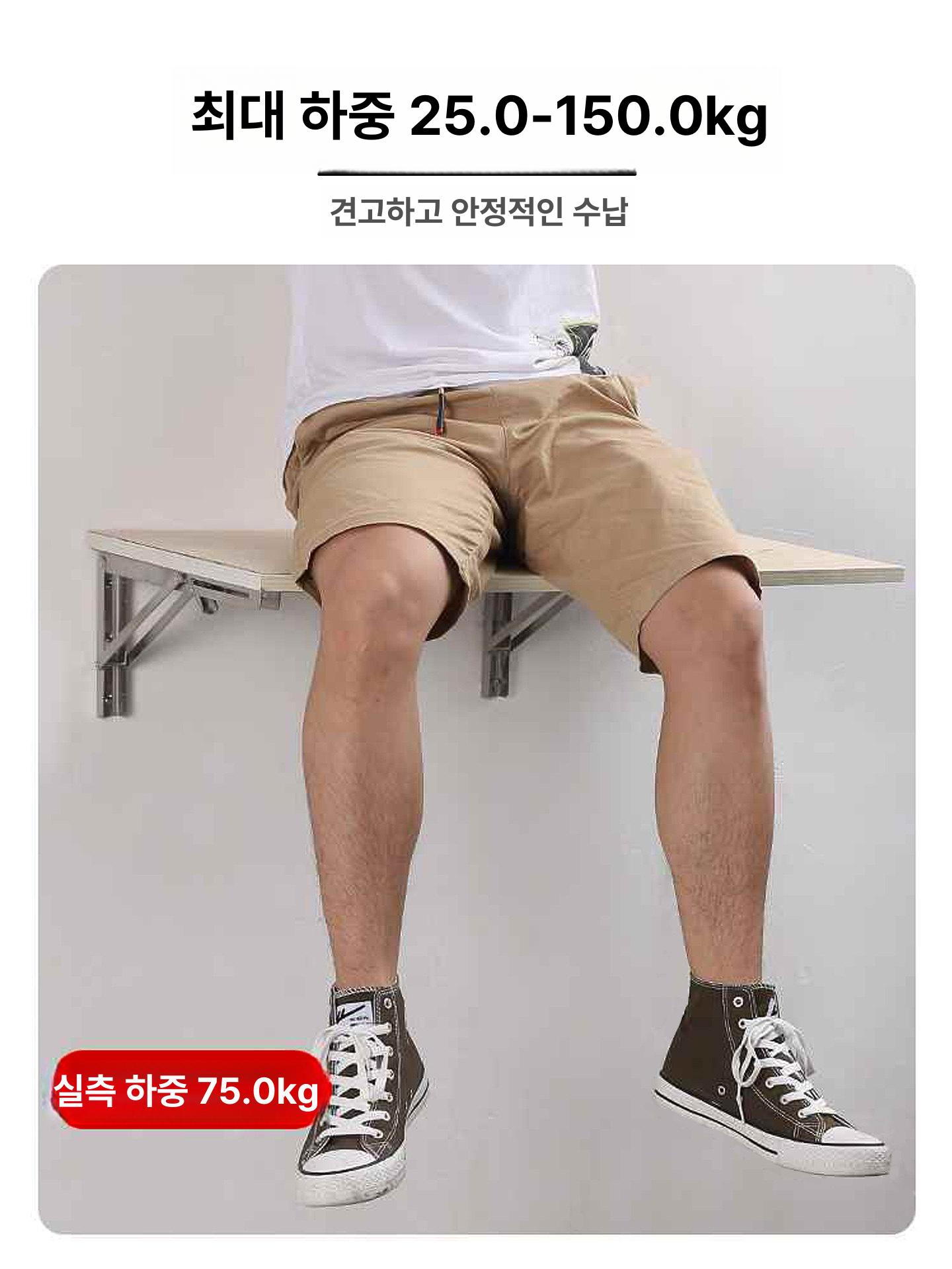 접이식 선반 브라켓 거치대 폴딩 테이블 벽고정 책상 8인치 두꺼운형 2개 세트 - 상세 이미지 3