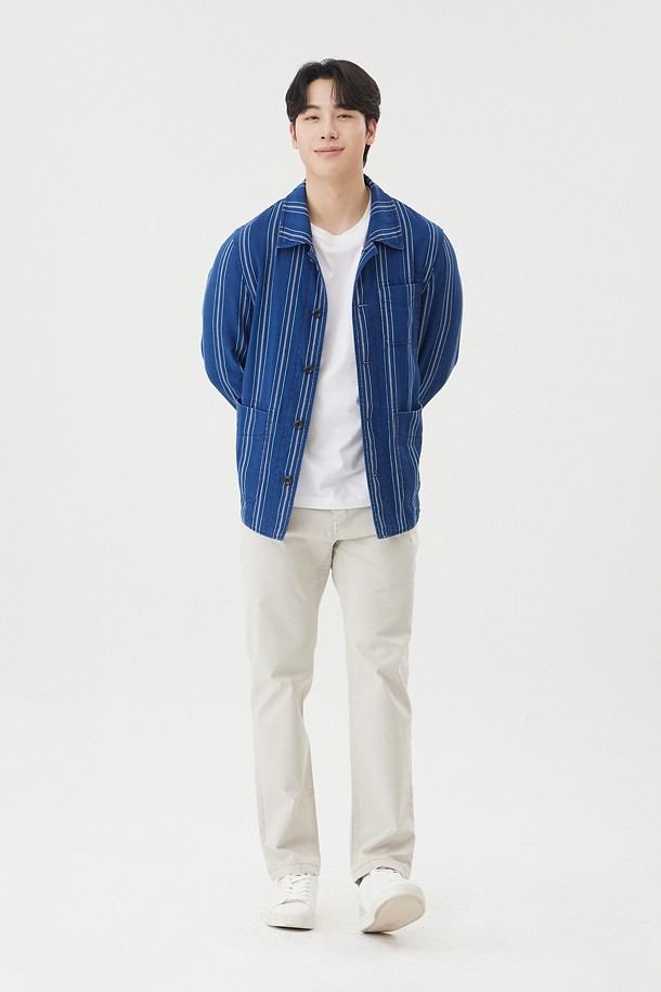 코오롱 브렌우드 데님 블루 스트라이프 초어 자켓 남성 캐주얼 워싱 자켓 비즈니스룩 간절기 이미지 6