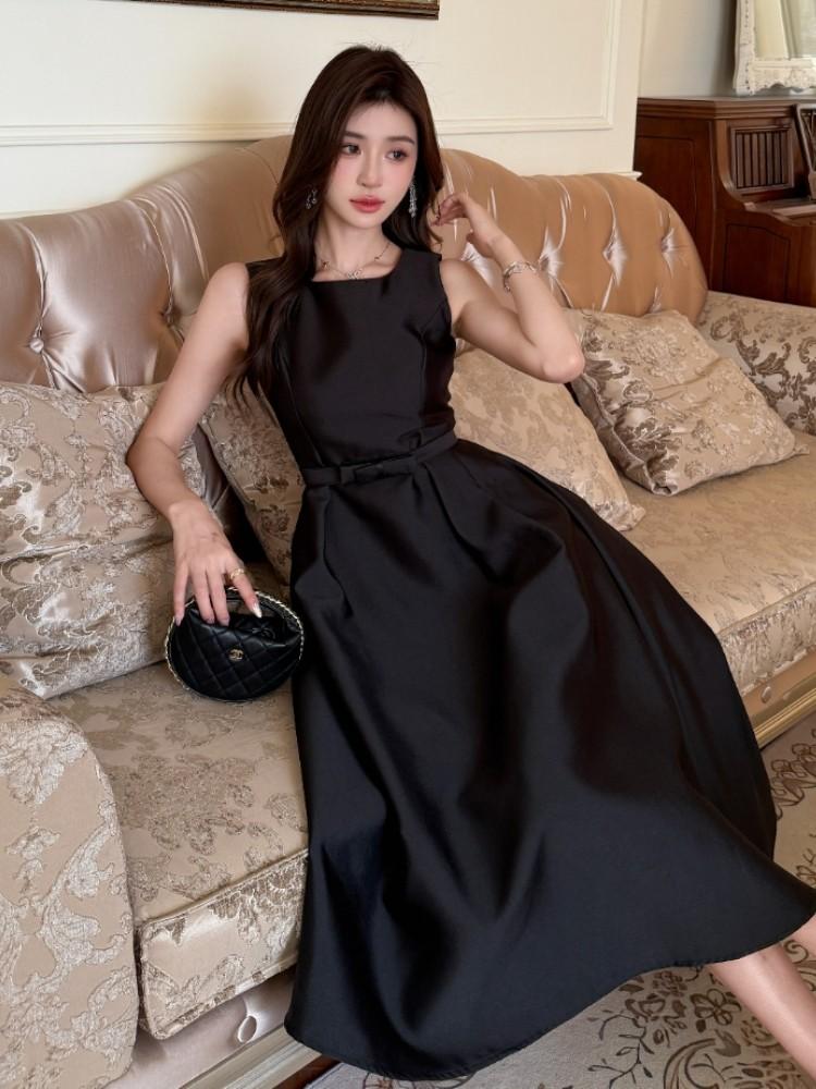 2부드레스블랙 웨딩촬영블랙원피스 연주회 빅사이즈 블랙 S - 상세 이미지 3
