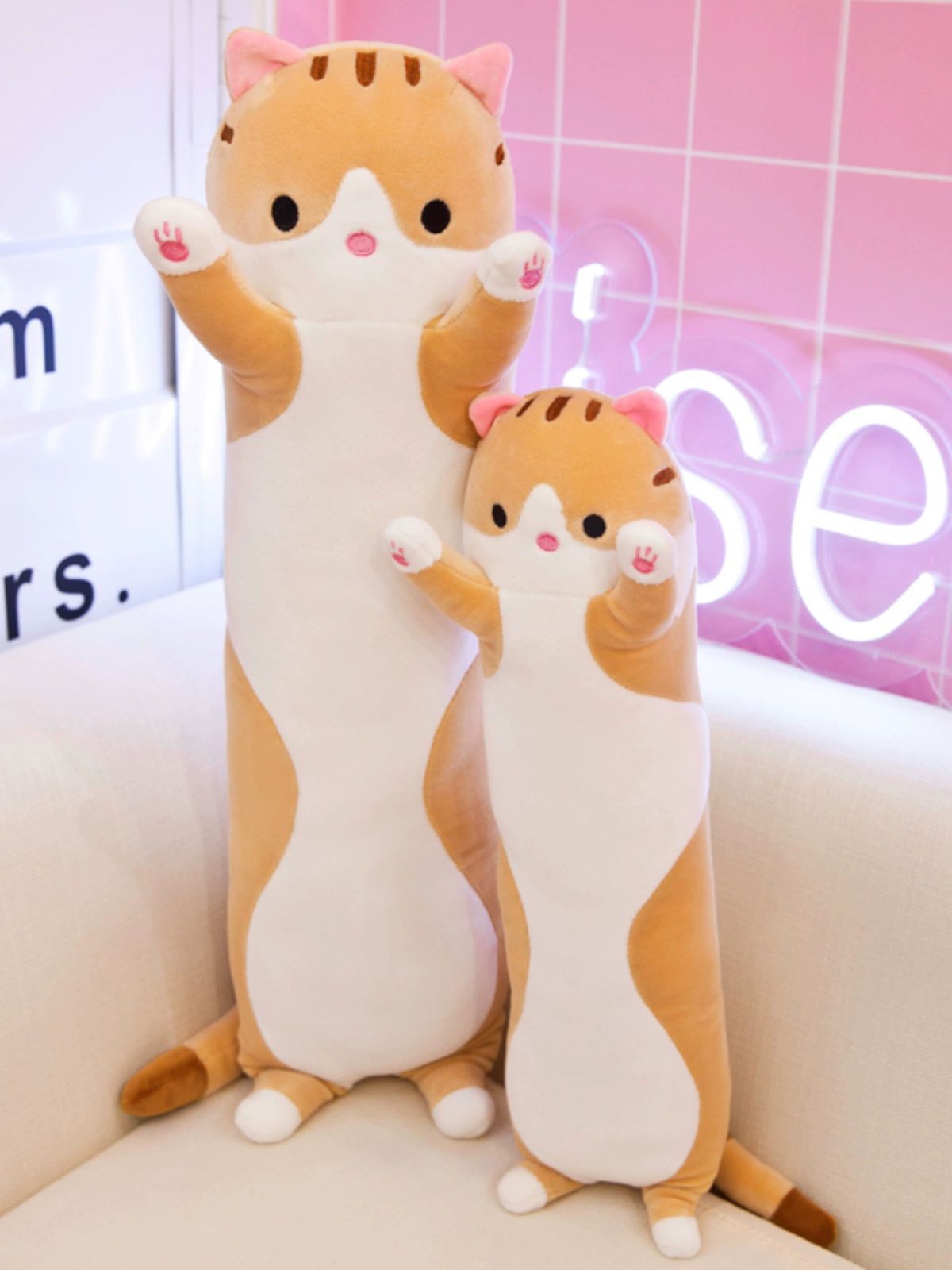 숙면 고양이 바디필로우 꿀잠 수면인형 애착인형 긴베개 그레이 110cm - 상세 이미지 4