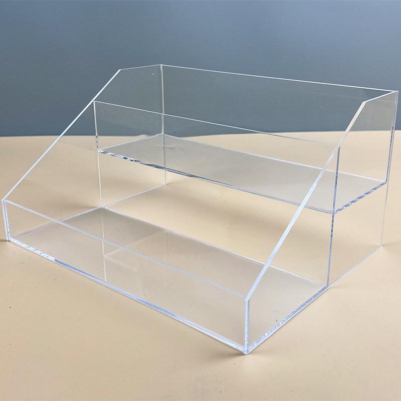 투명 일자형 아크릴 거치대 진열대 계단식 2단 20cm - 상품 이미지