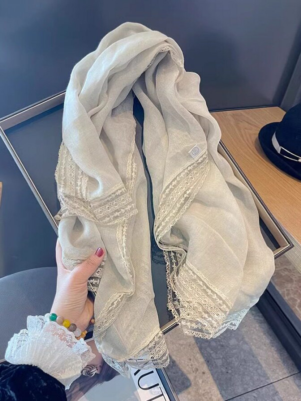 린넨스카프 여름스카프 숄스카프 실크 레이스 100CM 정사각 - 상세 이미지 3