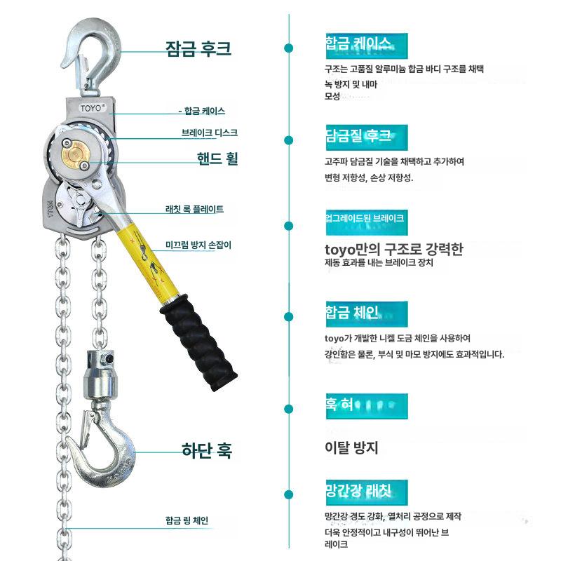레버블록 운반기 운반용품 레바 블럭 미니 휴대용 후크 핸드 래버 - 상세 이미지 3