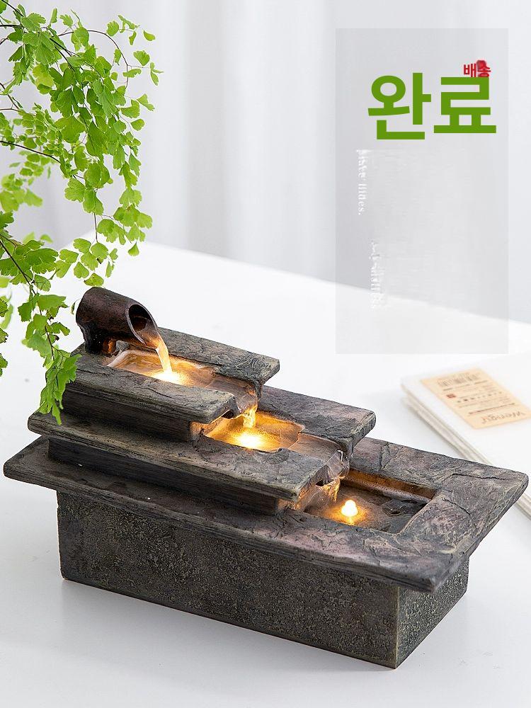 실내 소형 분수 led 의자 인테리어 장식 가습기 폭포 조명 조경 분수대 소품 사무실 - 상세 이미지 2