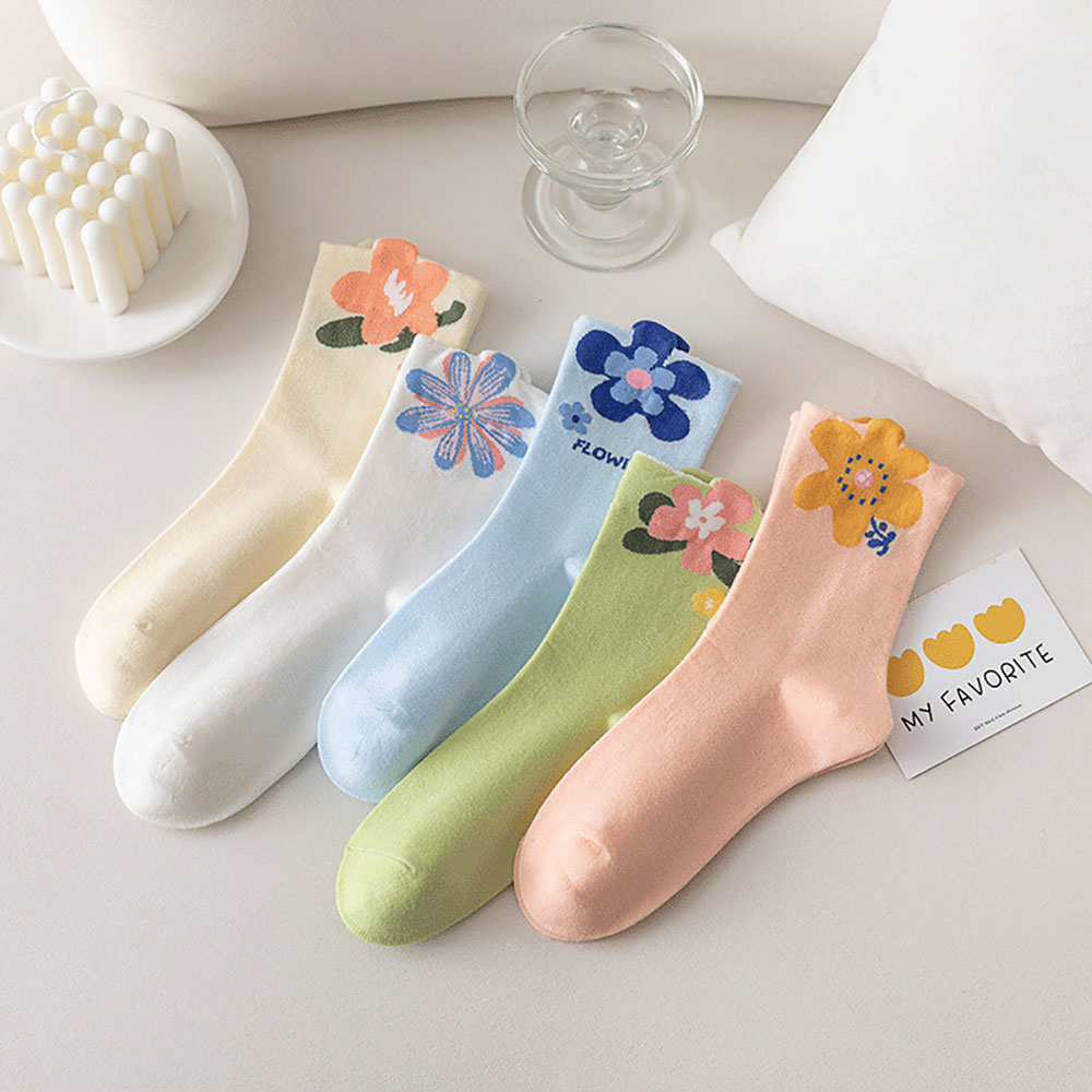 빅 플라워 꽃 중목양말 5color LM-0661 - 상세 이미지 2