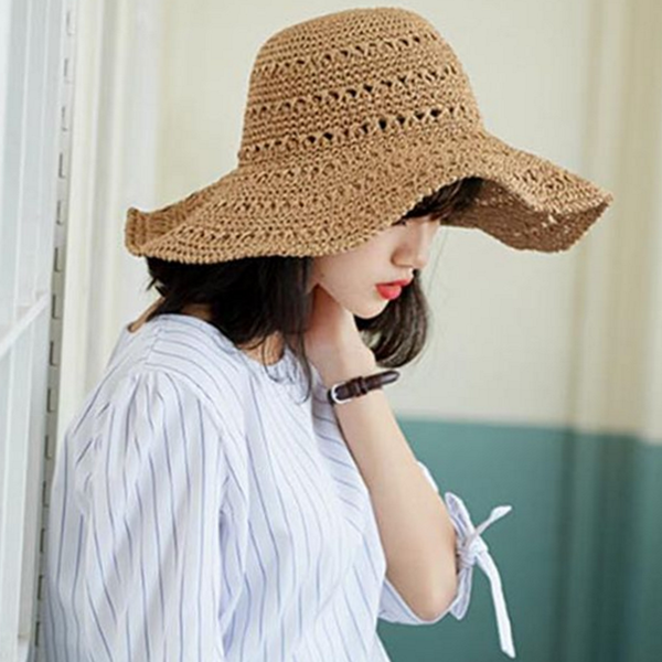 데일리 여성 밀짚 모자 캐주얼 여성 벙거지 모자 바캉스 휴양지 - 상품 이미지