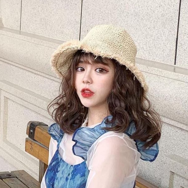 플로피 여성 밀짚 모자 벙거지 밀짚 모자 휴양지 비치 여름 - 상품 이미지