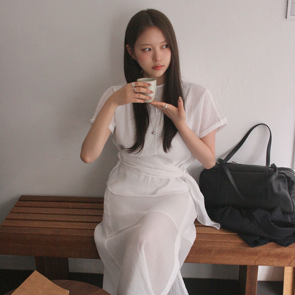 [쥬시쥬디][SET] 크링클 모크넥 블라우스 + 스커트 셋업 J1ST3N04 이미지 2