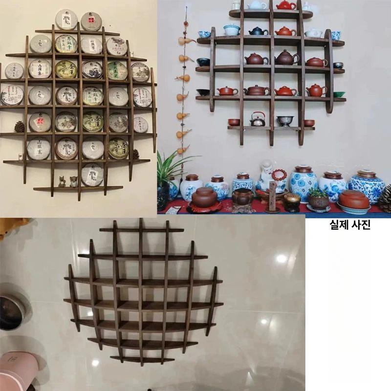 벽걸이 격자 수납 선반 원목 주방정리 벌집 다도 오동나무 그릇 방법 나무 전시장 일반 - 상세 이미지 5