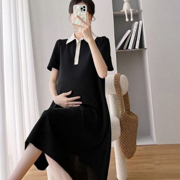데일리 여성 미디 원피스 캐주얼 여성 반팔 원피스 루즈핏 하객룩 - 상품 이미지