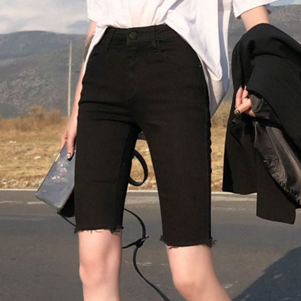 데일리 5부 팬츠 캐주얼 여성 하이 웨스트 팬츠 반바지 여름 - 상품 이미지