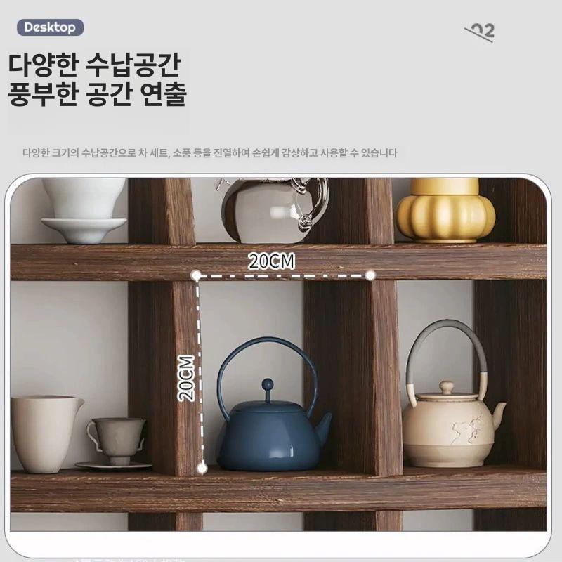 벽걸이 격자 수납 선반 원목 주방정리 벌집 다도 오동나무 그릇 방법 나무 전시장 일반 - 상세 이미지 4