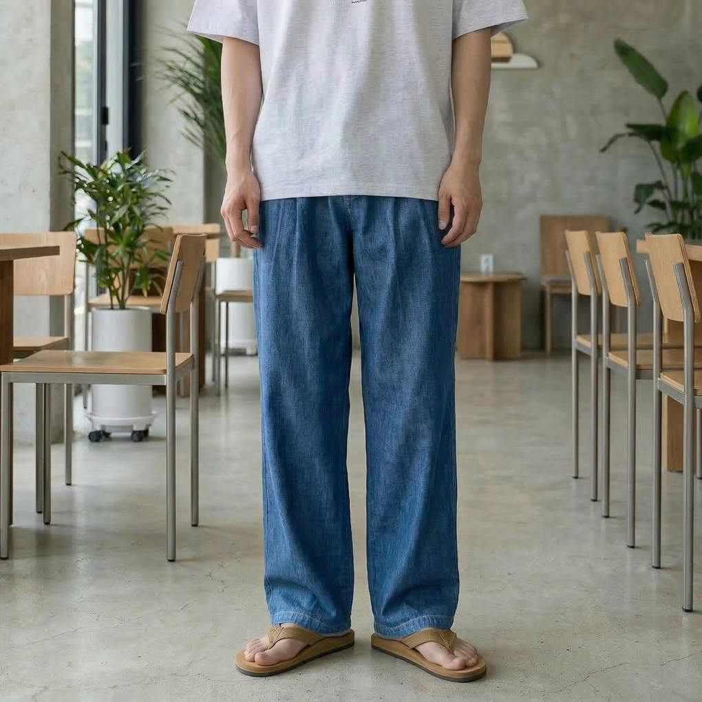 남자 아이스 쿨링 여름 와이드 밴딩 청바지 3color 이미지 2