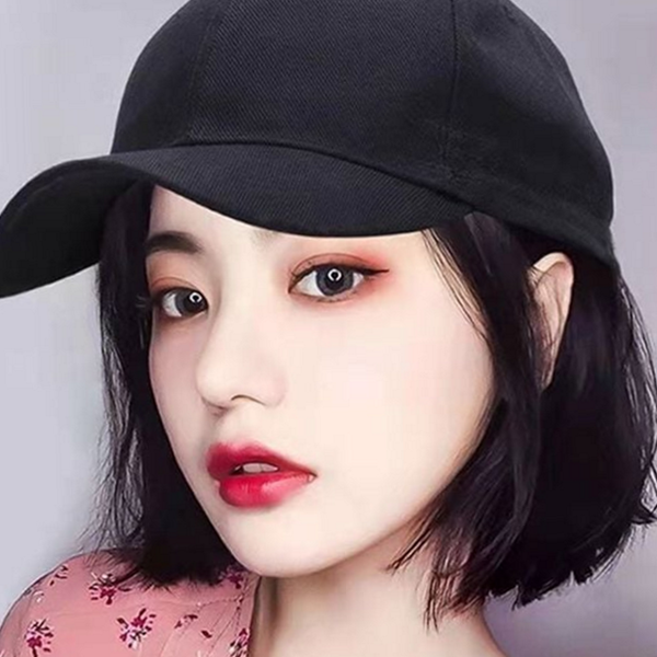 일체형 모자 가발 볼캡 모자 단발 가발 데일리 반가발 - 상품 이미지