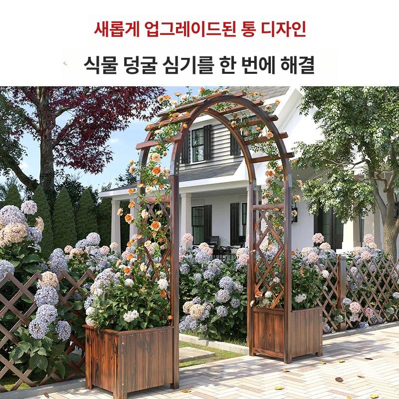 아치문벤치 넝쿨 펜스 탄화목 아치형 벤치 일체형 야외정원 조경용품 덩굴식물 지지대 휴식 시장 100cm 가구용 두꺼운 강화형 시멘트 - 상세 이미지 4
