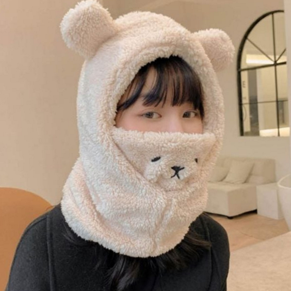 따뜻한 곰 털 모자 바라클라바 귀여운 털 모자 귀달이 뽀글이 - 상품 이미지