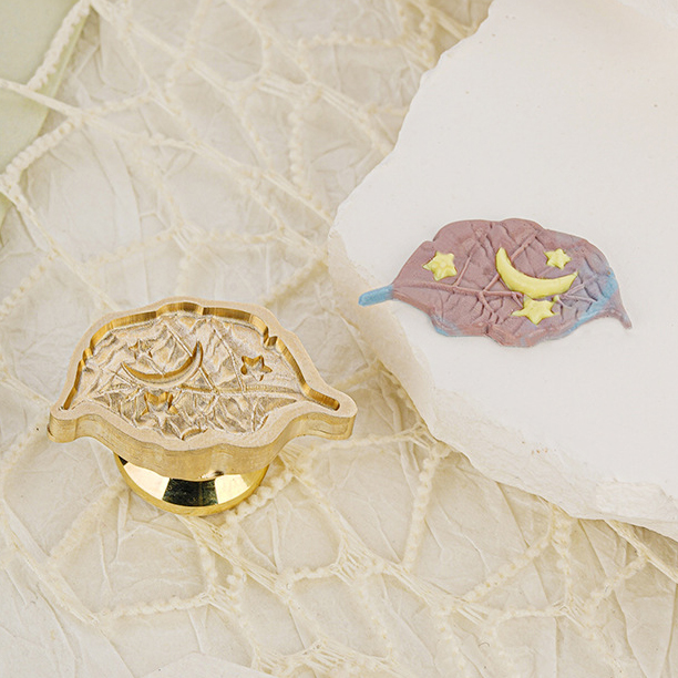 실링왁스 인장 스탬프 프리미엄 편지지 봉투 테마 달빛 나뭇잎, (2.7cm x 1.3cm) - 상품 이미지