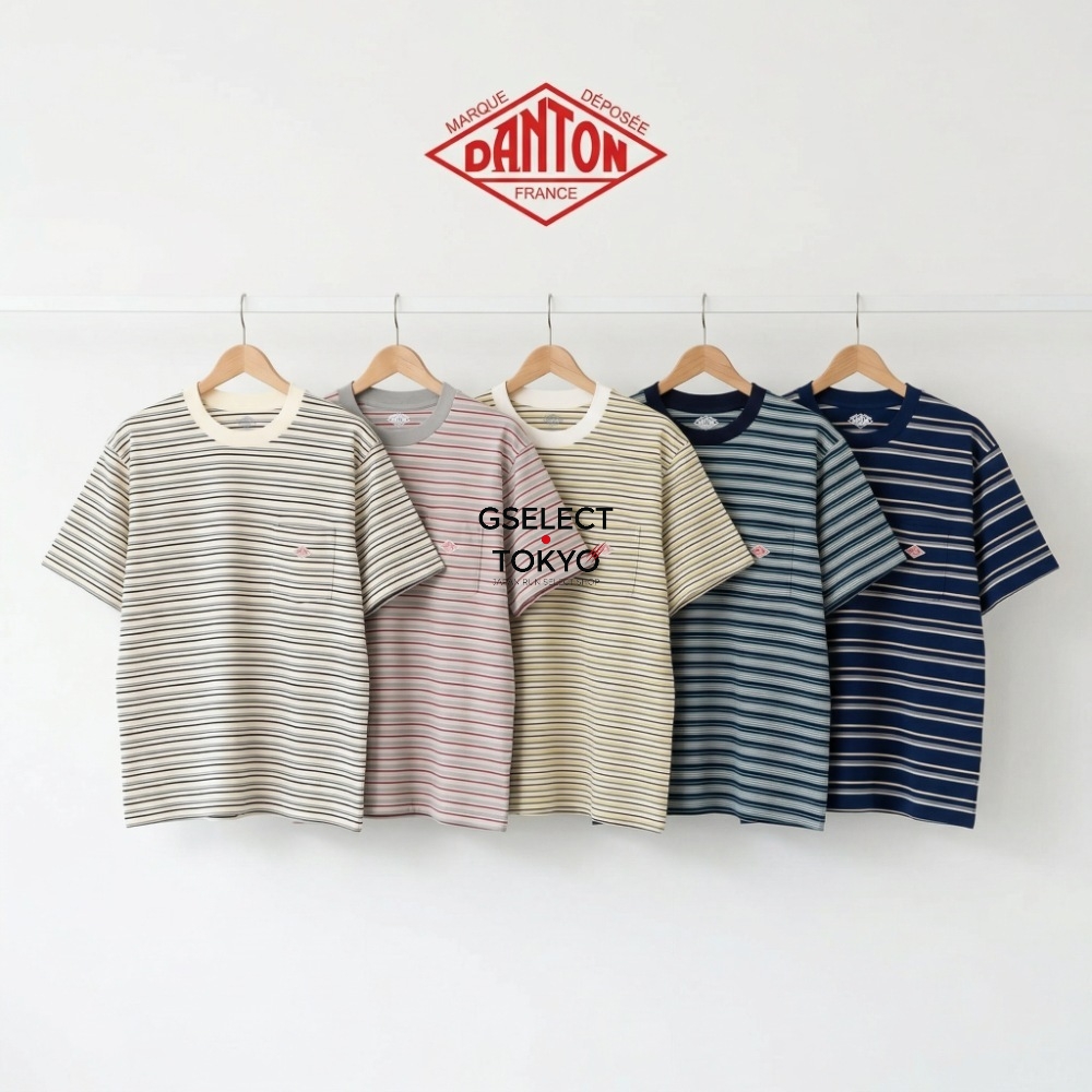 단톤 멀티 스트라이프 포켓 크루넥 반팔 반소매 티셔츠 여성 26SS DT-C0197TCB - 상품 이미지