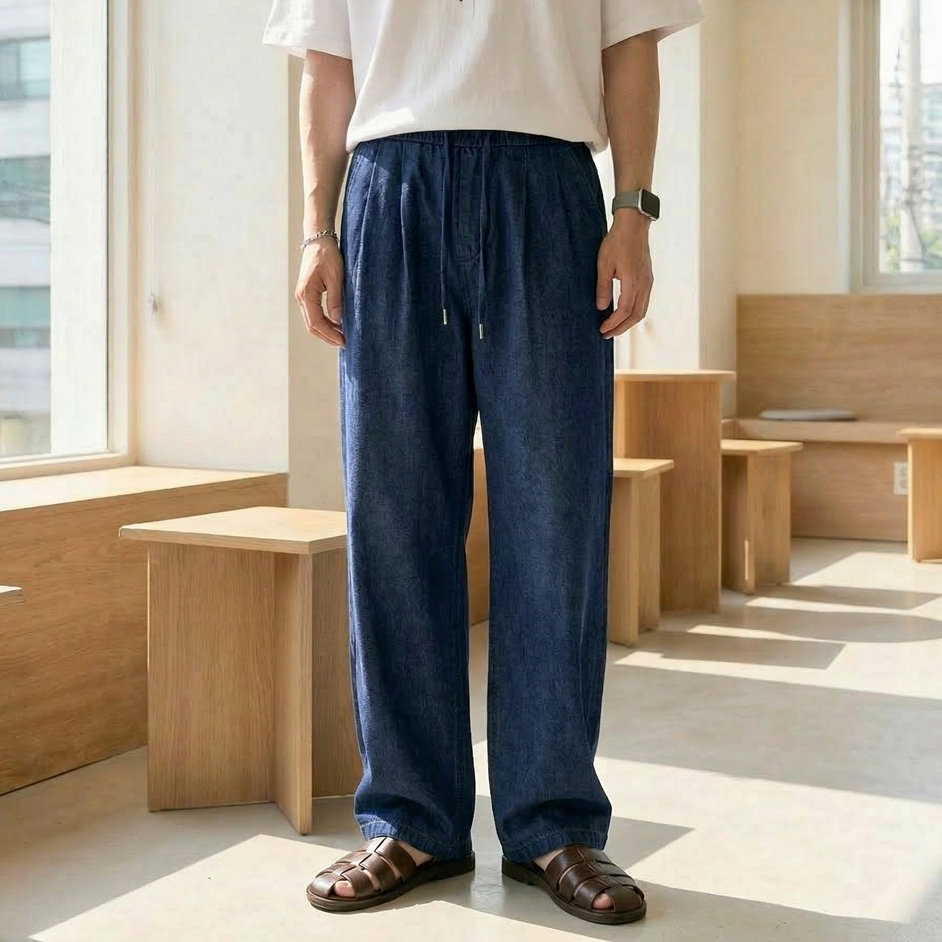 남자 아이스 쿨링 여름 와이드 밴딩 청바지 3color 이미지 3