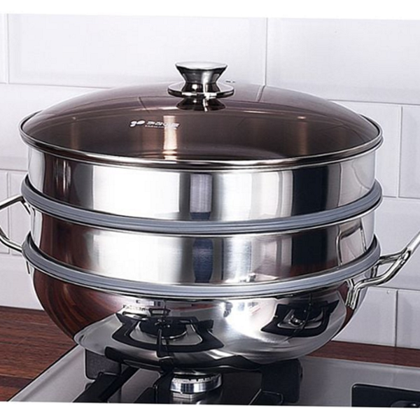 대용량 스텐레스 찜 냄비 3단 스테인리스 찜 냄비 통삼중 인덕션 - 상품 이미지