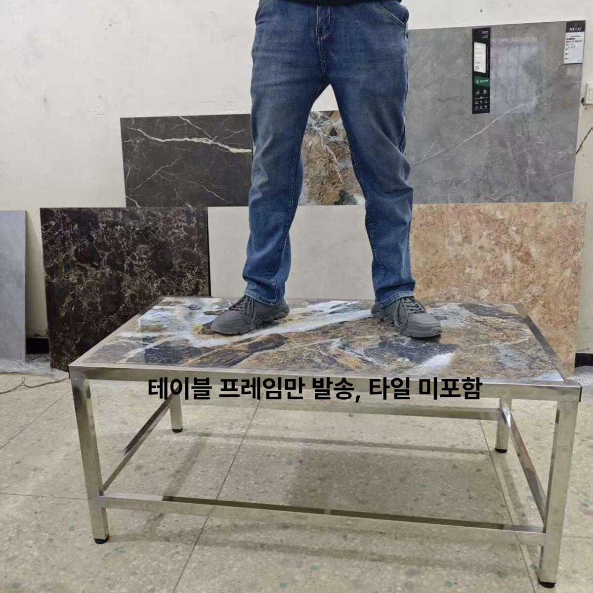 스텐 접이식 테이블 철제 식탁 폴딩 간이 다이 탁자 이중층 55 높이 - 상세 이미지 3