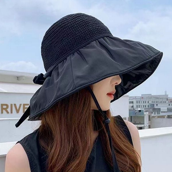 데일리 여성 여름 모자 플로피 여성 버킷 햇 라피아 여행 - 상품 이미지