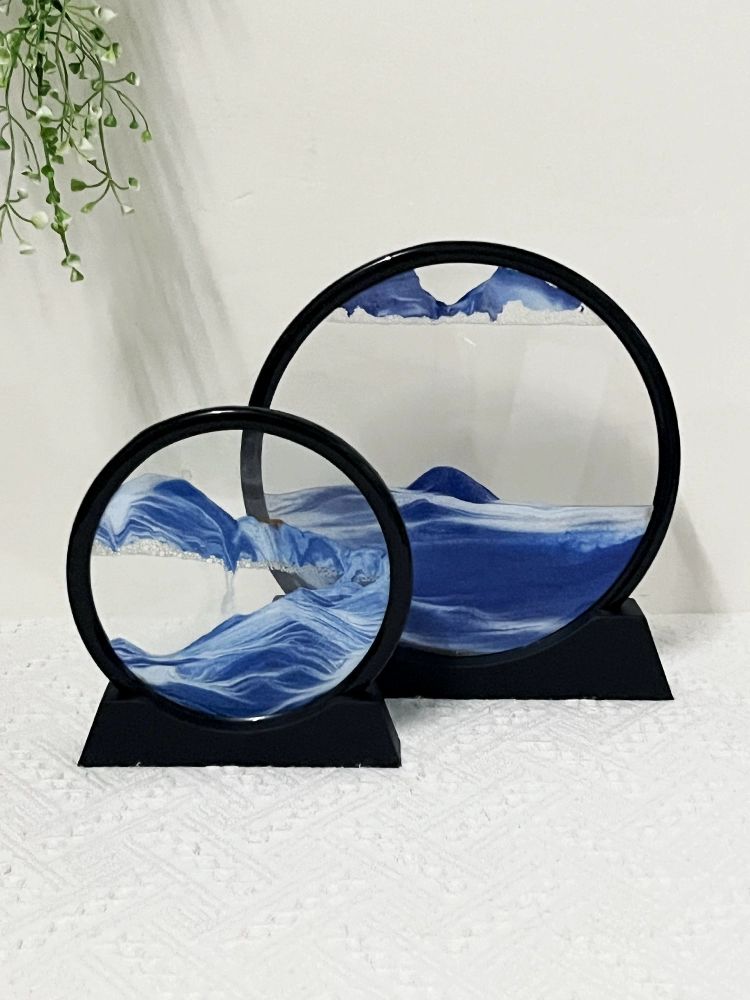 멍때리기 움직이는 무한동력 모래 프레임 샌드 장식 7인치 블랙 프레임 블루 - 상품 이미지