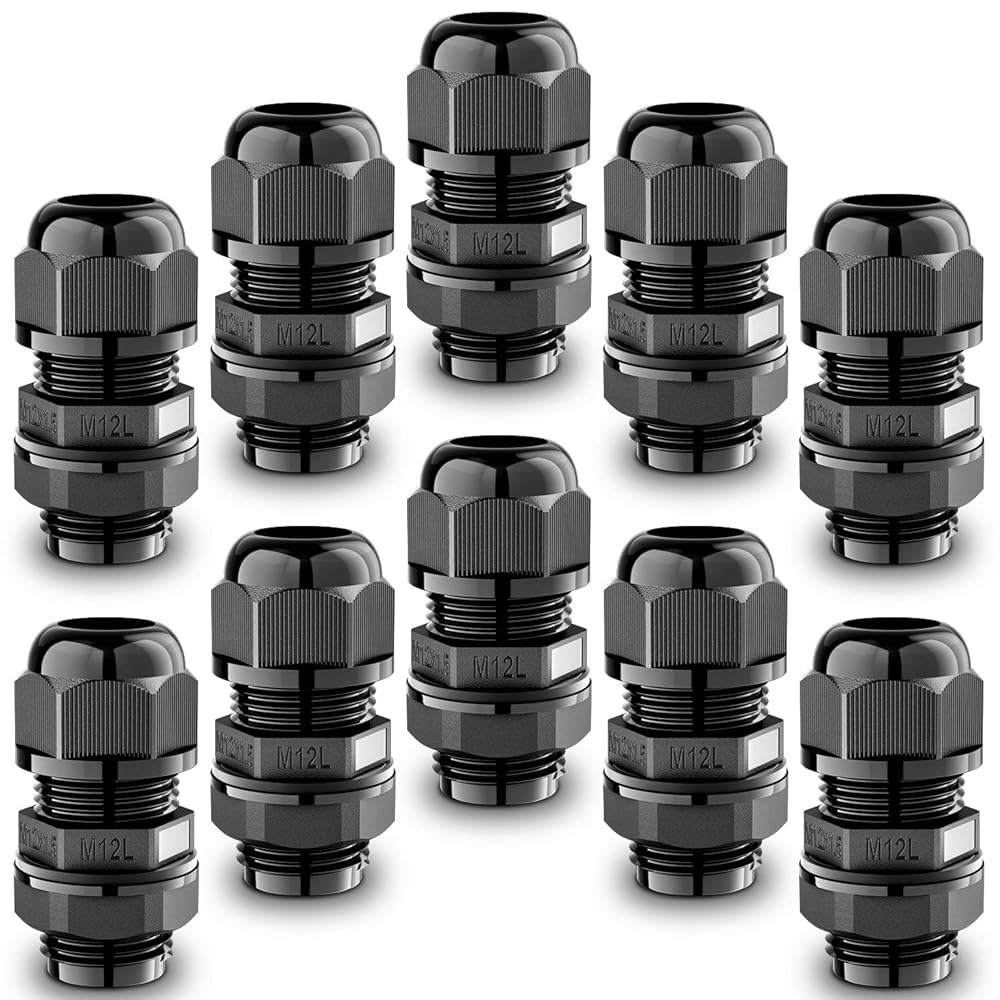 QILIPSU 10pcs M12L 롱 스레드 케이블 글랜드 방수 IP68 나일론 스트레인 릴 코드 그립 와이어 커넥터 통과 M12L 10 - 상품 이미지