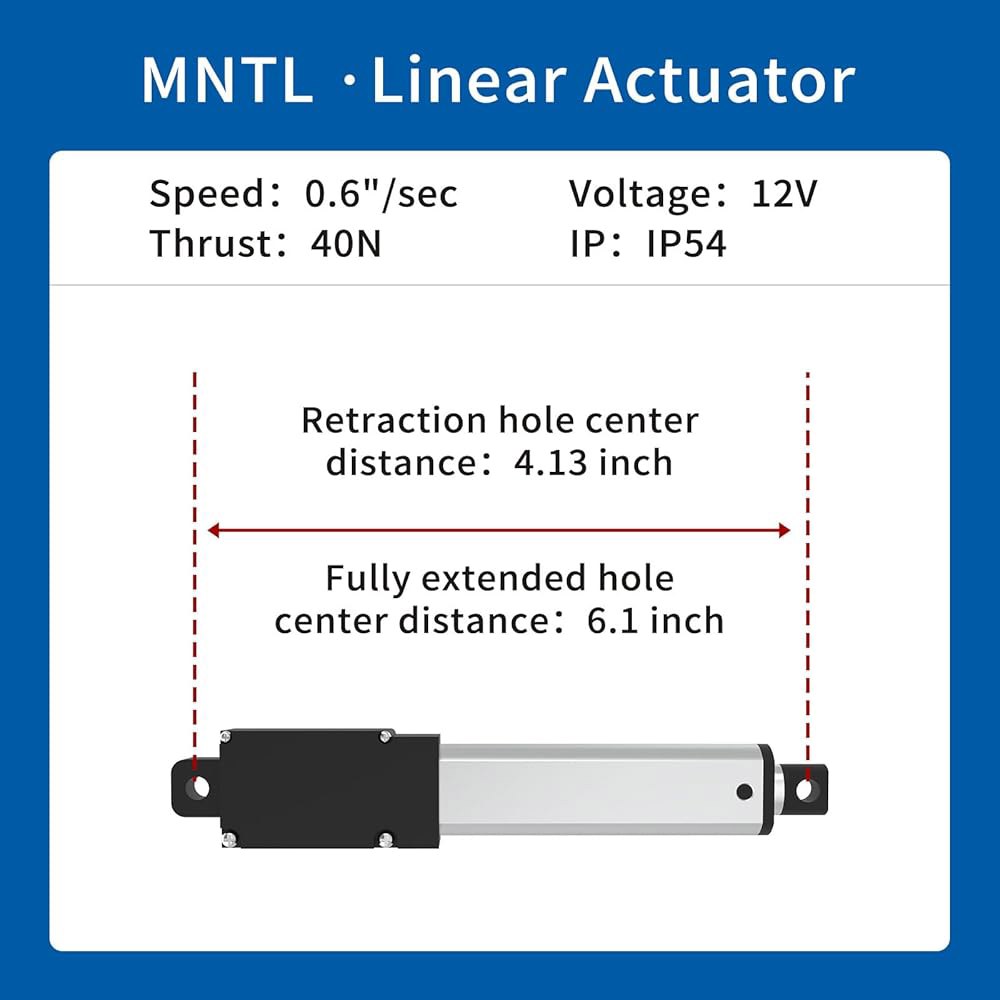 스트로크 50mm 1.96 40N 8.81파운드 IP54 고속 0.6 /초 선형 액추에이터 12v 모션 - 상세 이미지 2