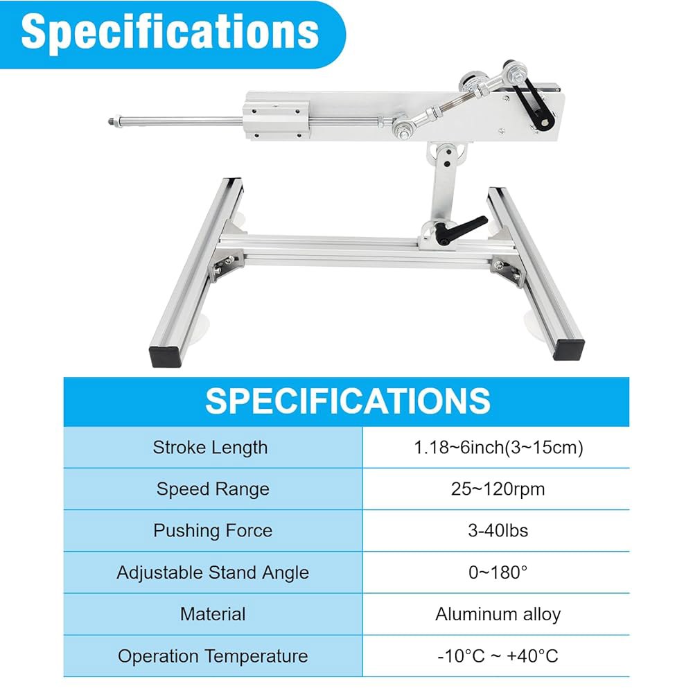 JQDML 왕복 사이클 선형 액추에이터 텔레스코픽 모터 24V 120rpm 고토크 40lbs 스트로크 1.18인치 6인치 조정 가능, 업그레이드된 스탠드, 흡입 컵, 속도 컨트롤러 - 상세 이미지 2