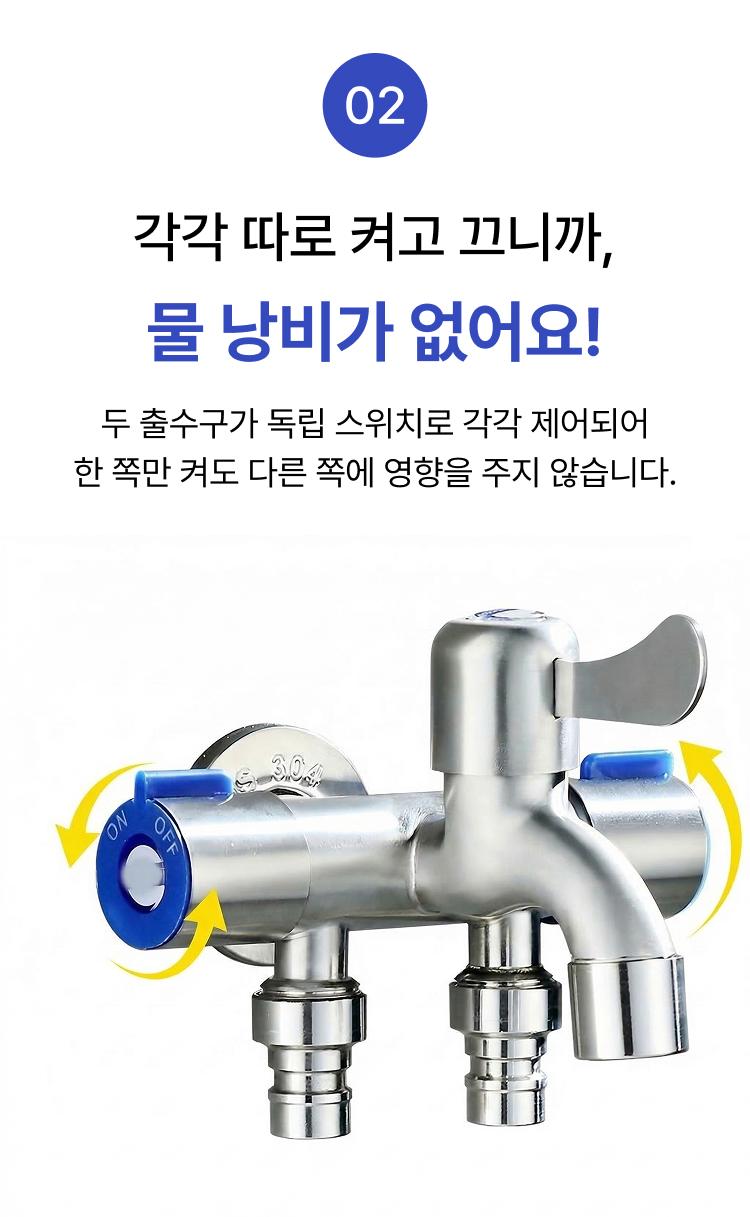 수도꼭지 양 두 갈래 2구 세면대 수전 부품 - 상세 이미지 3