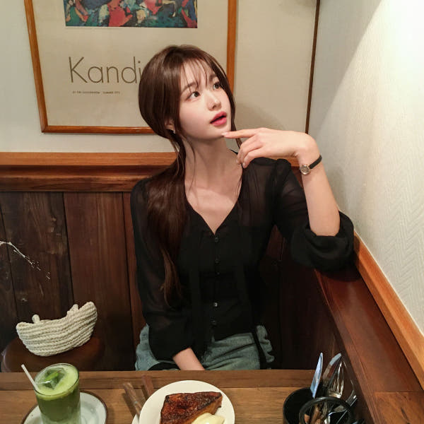 아뜨랑스 리본 타이 시스루 블라우스 bs8733 - 최저가 42,500원