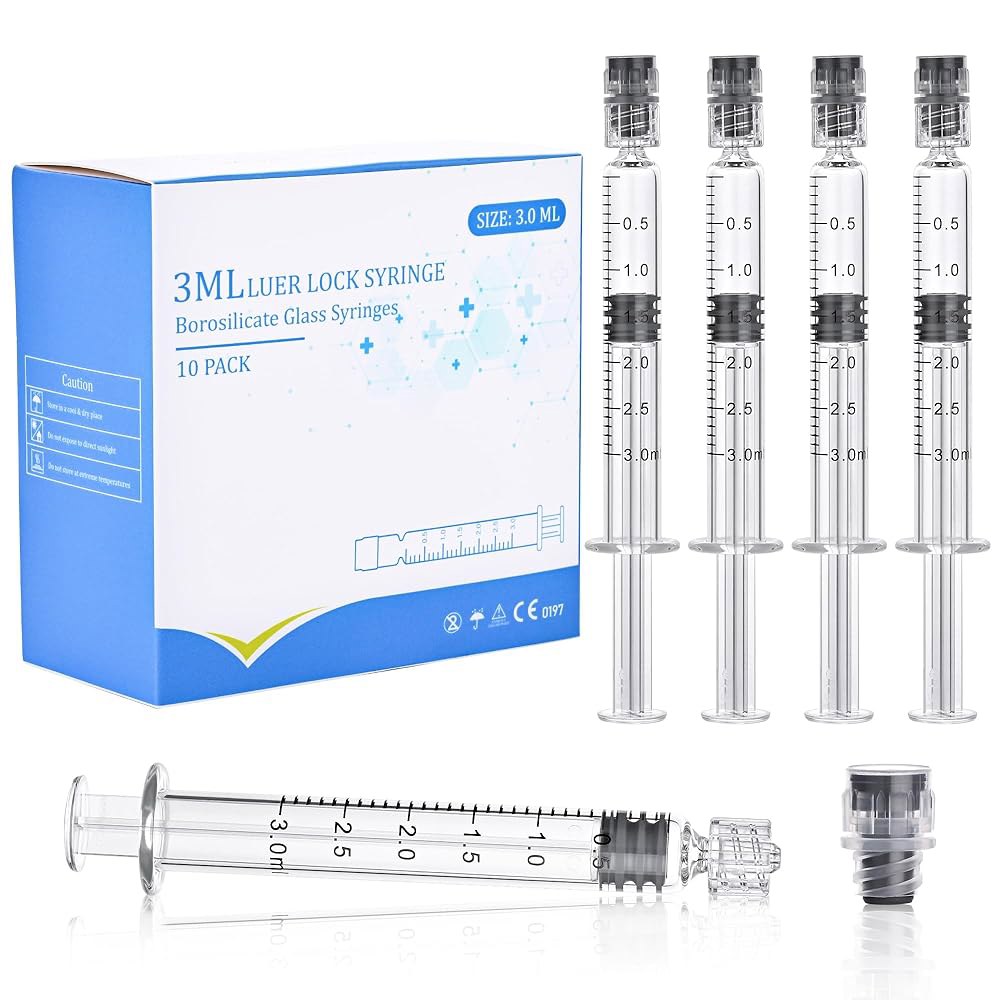 붕규산 유리 주사기 3ml 10팩 3cc 루어 락 실험실 - 액체, , 오일, 잉크, 윤활유, 공예품, 애완동물 관리에 사용하세요 1ml 10.0 - 상품 이미지