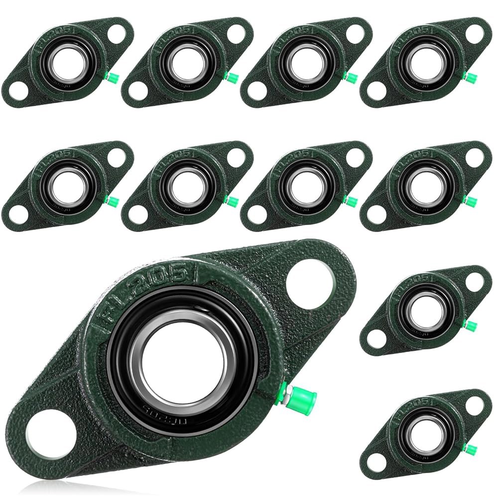 Threlaco 10 팩 Ucfl205-16 베개 블록 베어링 1, 보어 샤프트 플랜지 마운트 볼 유닛 2-볼트, 자체 정렬 주철 하우징, 나사 잠금식 세트 5 UCFL205-16 - 상품 이미지