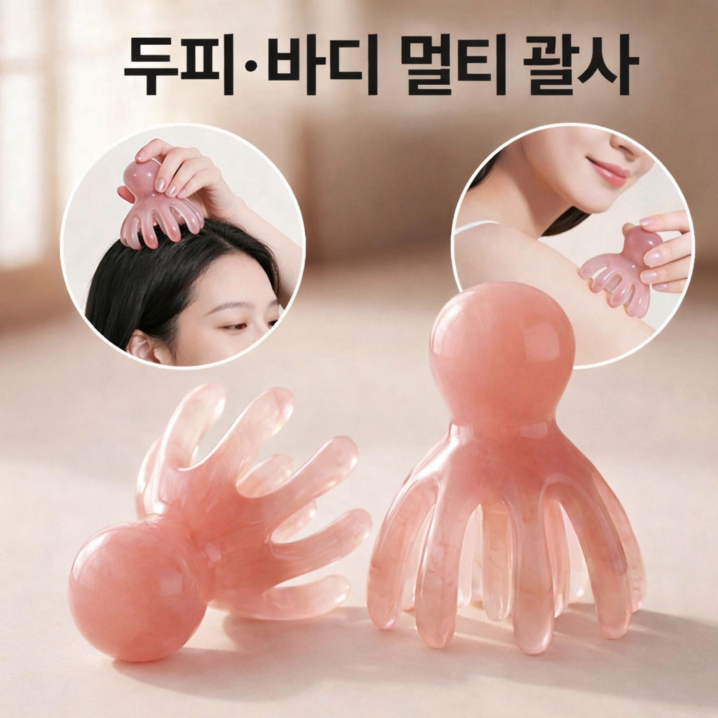 문어괄사 문어발 두피 바디 팔뚝 허벅지 종아리 괄사 마사지기 - 상품 이미지