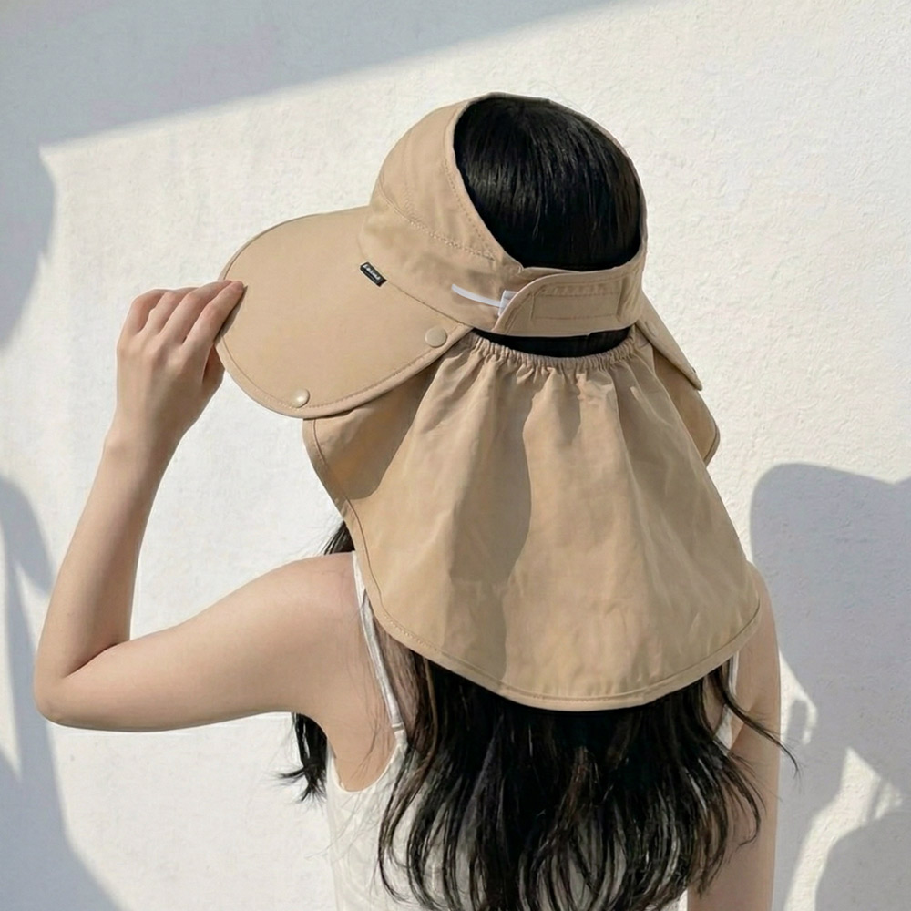 자외선 햇빛 차단 와이드 챙 목가리개 모자 넥커버 탈부착 썬캡 베이지 - 상세 이미지 3