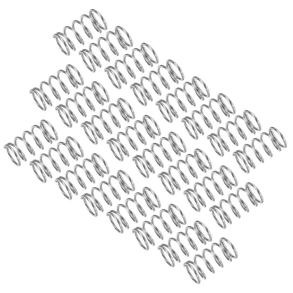 uxcell 25Pcs 압축 스프링, 304 스테인리스 스틸 8mm OD 0.8mm 와이어 15mm 길이의 기계식 실버 1 3mm OD 0.4mm Wire 40mm - 상품 이미지