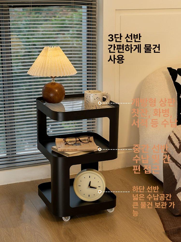 미드센츄리 사이드 테이블 침대 수납 쇼파 모던 소파 업그레이드+센서 크림화이트 40cm 무지개 - 상세 이미지 4