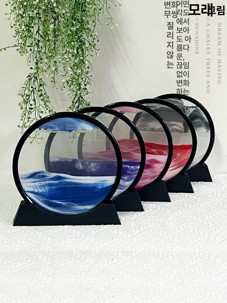 멍때리기 움직이는 무한동력 모래 프레임 샌드 장식 7인치 블랙 프레임 블루 - 상세 이미지 2