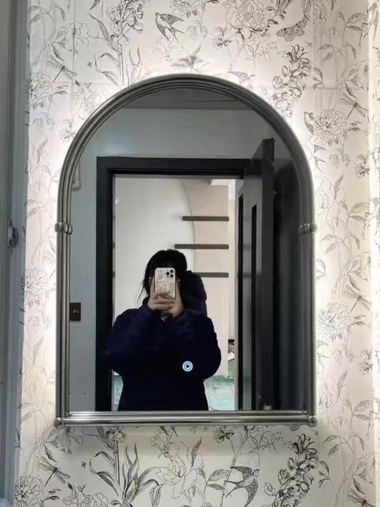 디자인 벽거울 아치형 인테리어 욕실 거울 빈티지 식당 화장실 화장대 티크 미러 은색 - 상세 이미지 4