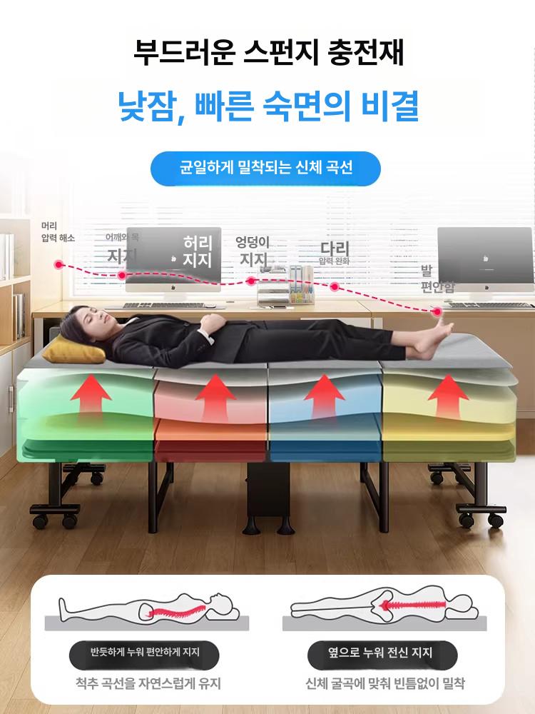 병원간이 폴딩 침대 인용 야전 낮잠 간이식 간이 접이식 조립식 원룸 폴딩베드 간병인 보조 - 상세 이미지 3
