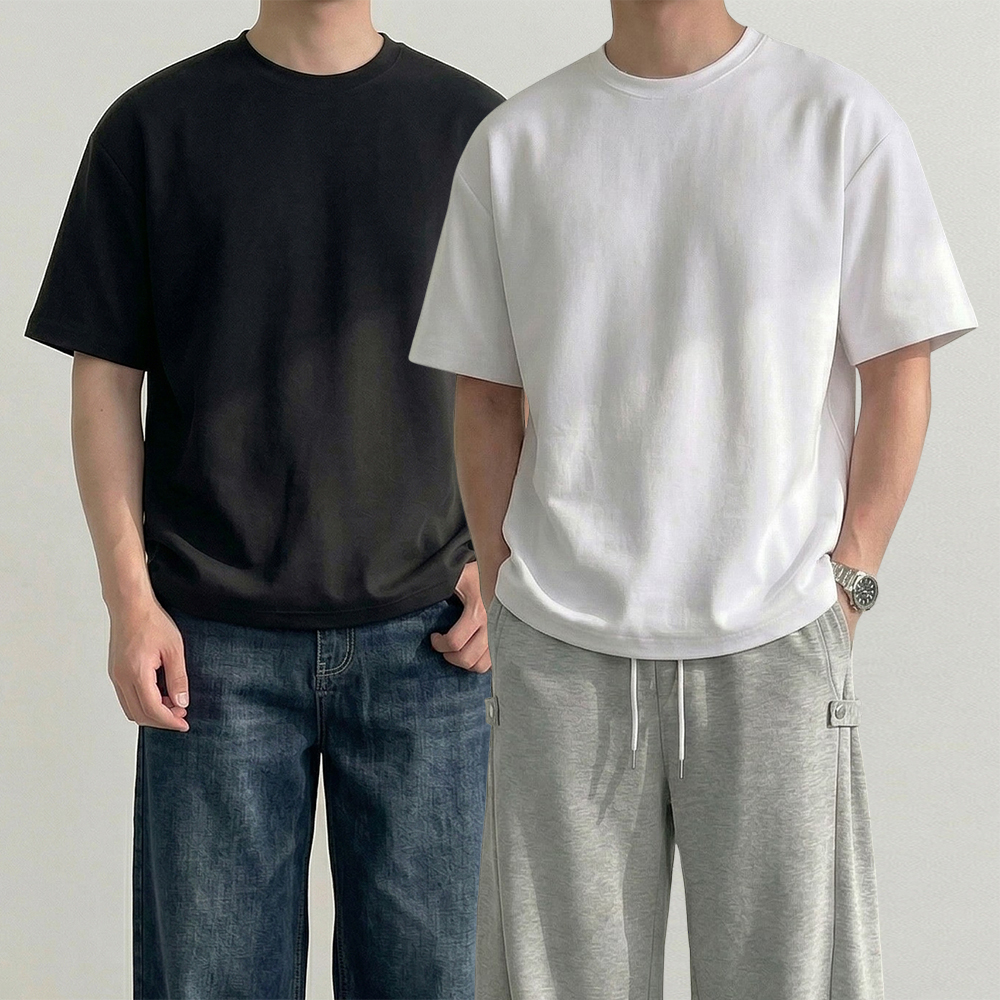 1+1 두꺼운반팔티 흰색면티 10수반팔티 남자레이어드 착용 후기 | 사이즈/핏 총정리 - 대표 이미지