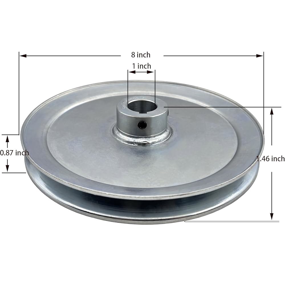Saelno AB800-1 싱글 그루브 웹 시트, 8인치 OD 1인치 보어 대 벨트 풀리, 모터 풀리 카본 스틸 (A B 5L 4L V-벨트용) - 상세 이미지 2