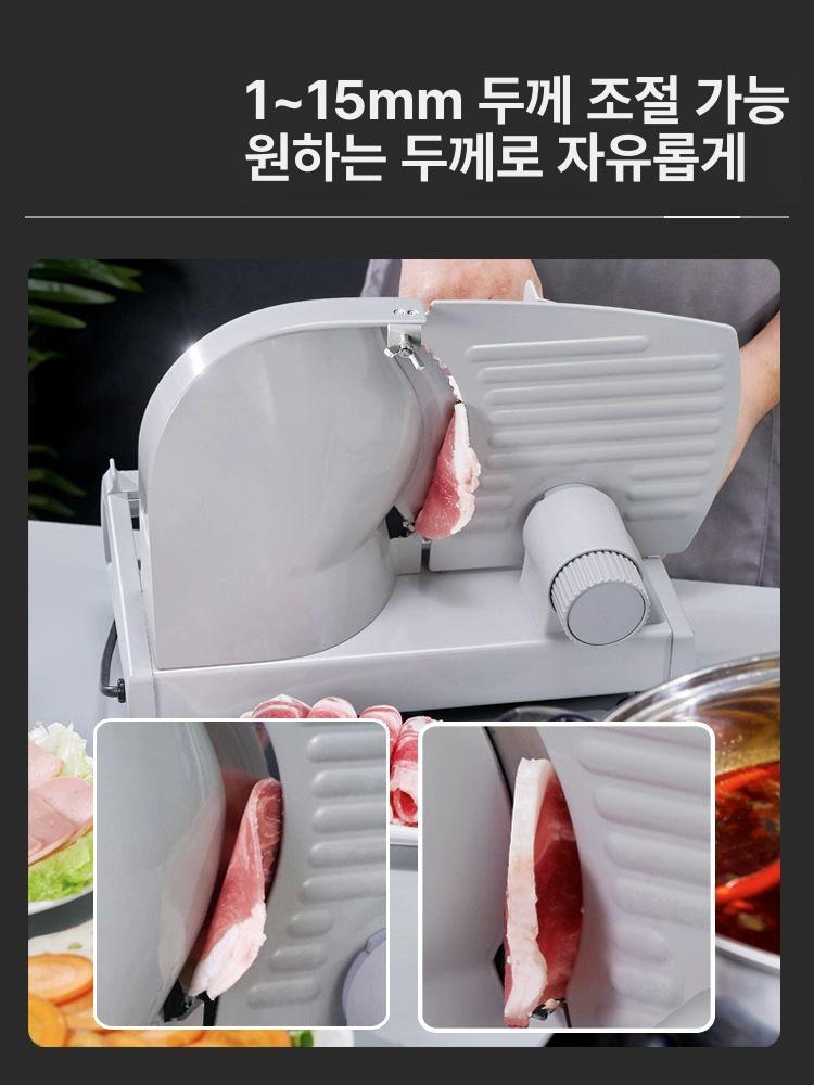 냉동육절기 전기 고기 자르는 기계 슬라이서 샤브샤브 소고기 양고기 햄 컷팅기 업그레이드 노브 포함 - 상세 이미지 3