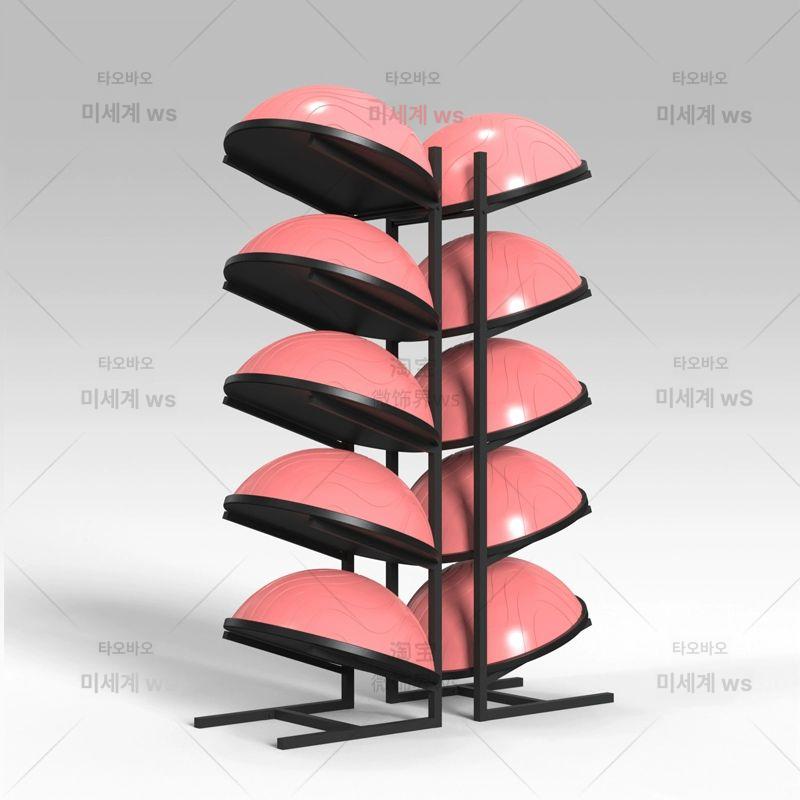 요가볼 수납대 하프 헬스장 짐볼 필라테스 피트니스 4단 블랙 4칸 단면 발받침 4개 - 상세 이미지 4