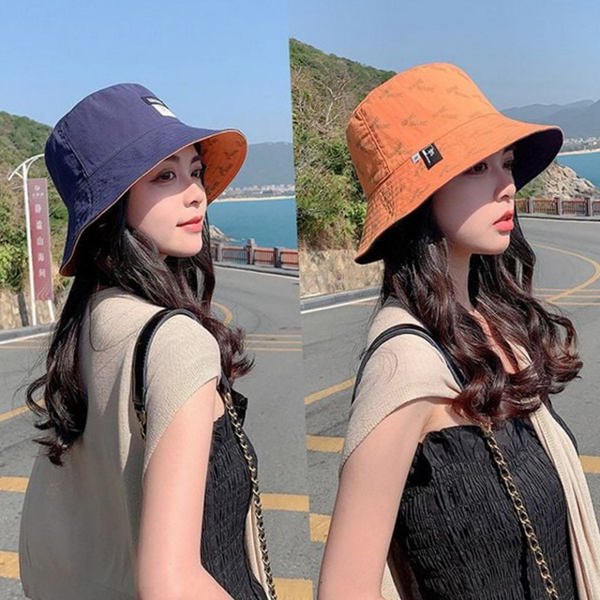 데일리 여성 버킷 햇 양면 버킷 햇 레터링 사계절 - 상품 이미지