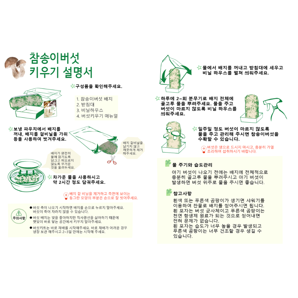 참송이 버섯키우기 키트 반려식물 재배 버섯재배세트 이미지 3