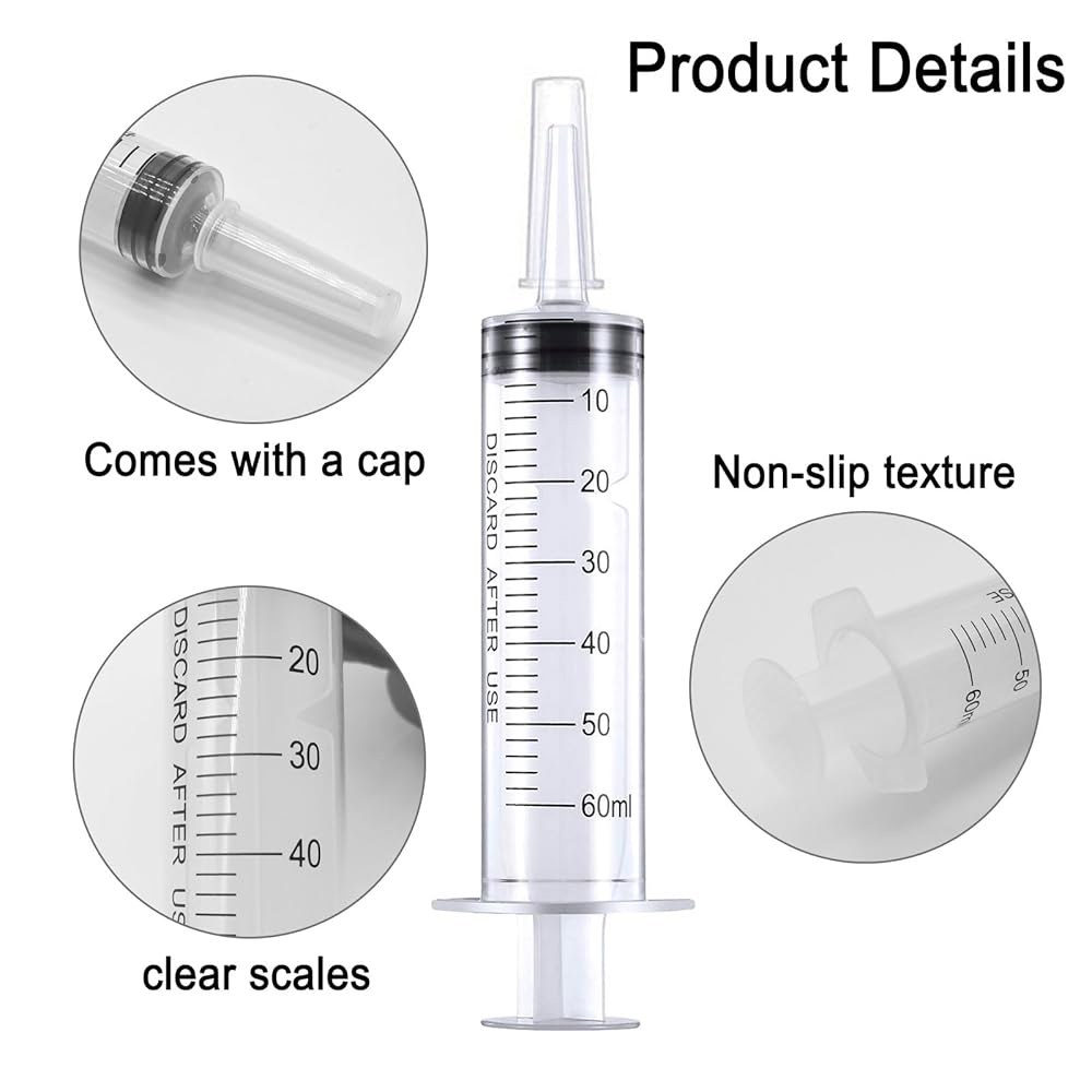 액체용 60ml 주사기, 반려동물 용 바늘이 없는 액체 측정, 개별 포장, 4팩 3ml 30 - 상세 이미지 2